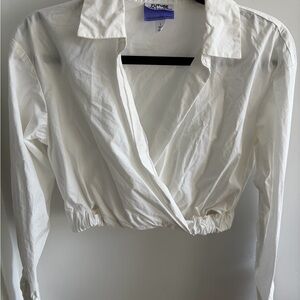 REVOLVE Cream Wrap Blouse
